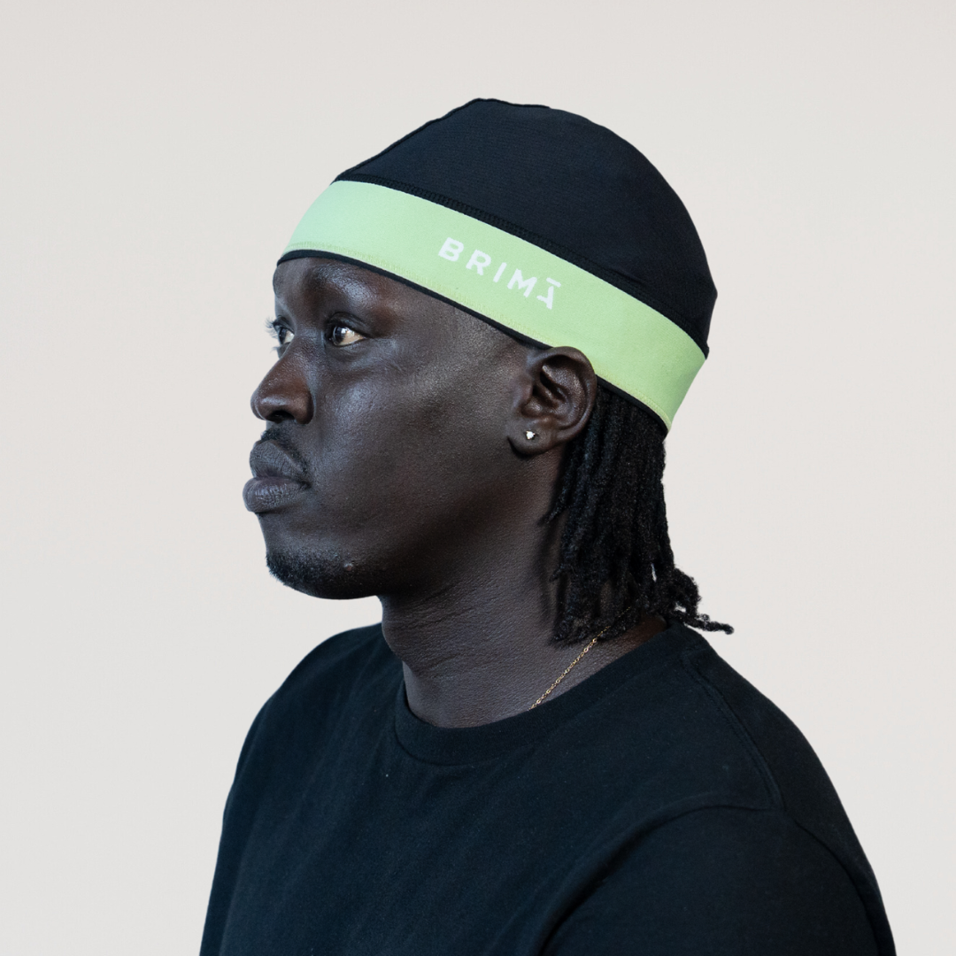 Performance Skull Cap - Black and Green – BRIMĀ Performance Skull Cap - Black and Green – BRIMĀ